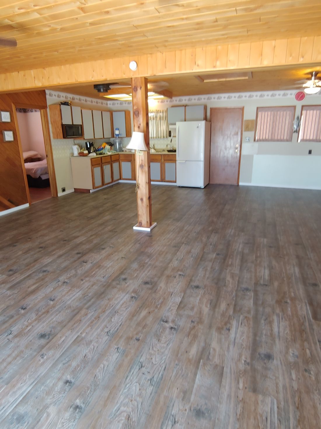 New flooring through an off-grid cabin at Pyper Lake